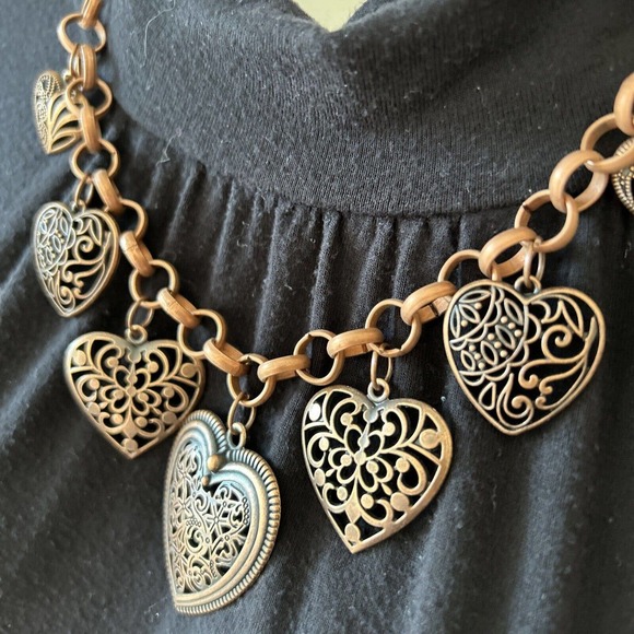 Necklace Earring Set Heart Statement Jewelry Adjustable Copper Beauty Accessory - Picture 10 of 11